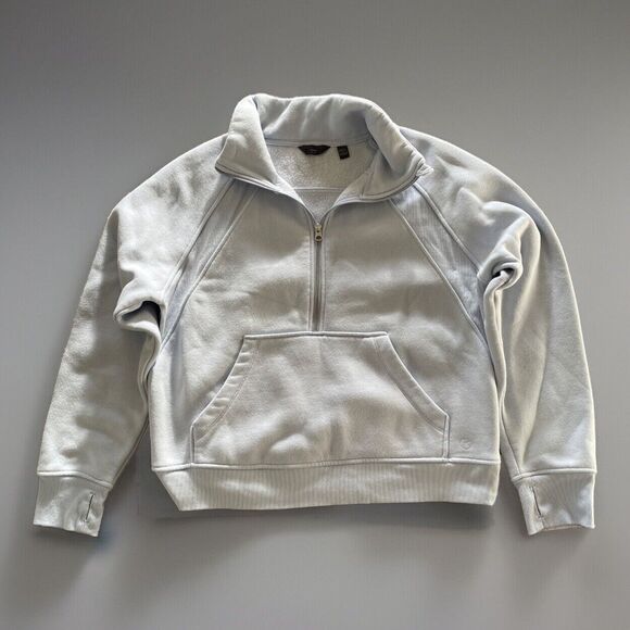 Danskin‎ Mixed Rib Half Zip Jacket LARGE Women's Pullover Halogen Baby Blue - Picture 2 of 10